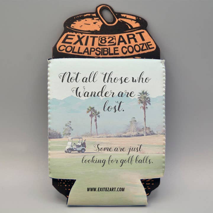 Not All who Wander - Golf Themed - Collapsible Drink Coozie for wholesale by EXIT82ART