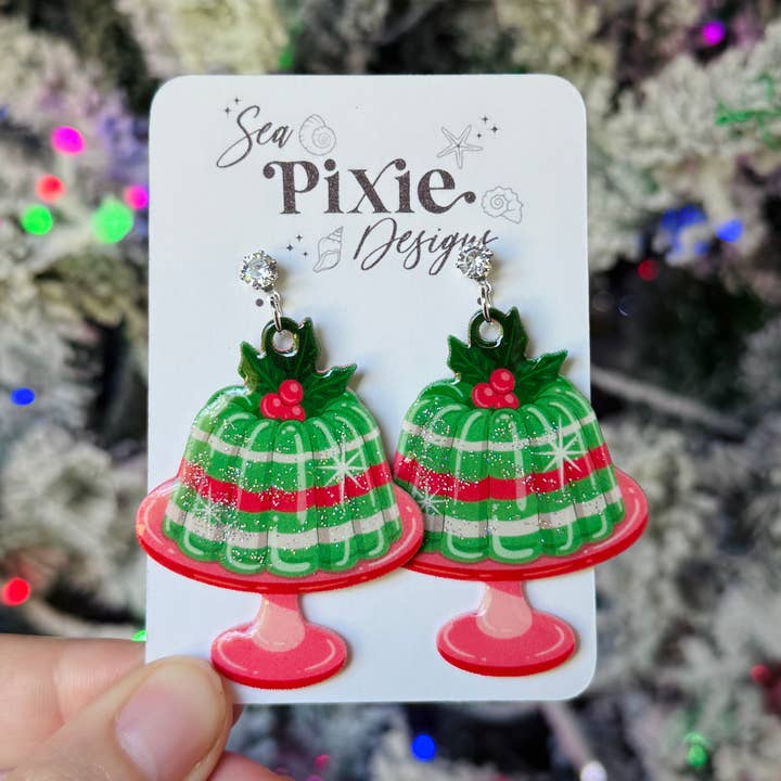 Retro Vintage Jello Cake Dessert Christmas Dangle Earring for wholesale by Sea Pixie Designs