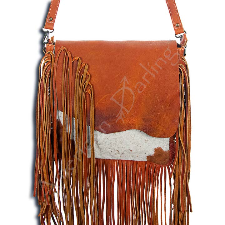 LC-ADBG385TAWBR Brown Hair-On Cowhide Leather Western Messenger Bag American Darling June Edition for wholesale by LS Western