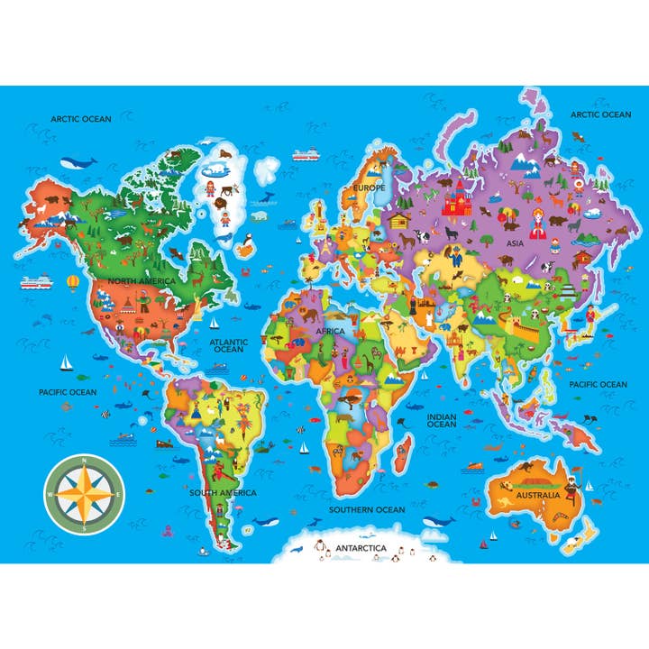 Masterpieces Puzzles - Wholesale Puzzle - Kids - Explorer - World Map 60 Piece Puzzle1