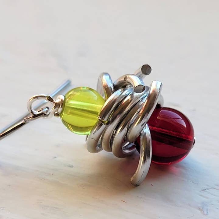 Silver & Colored Beaded "Red Sea" Earrings/Coastal Jewelry for wholesale by Teahan K Jewelry