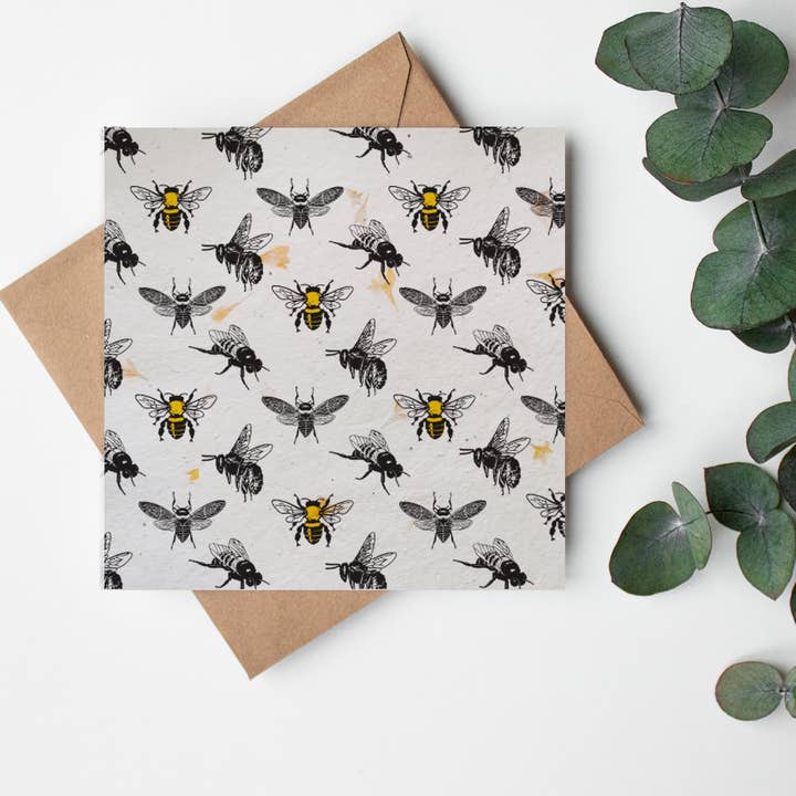SQ Seed Paper Lykønskningskort - Bee - Bier for engroshandel hos Little Green Paper Shop