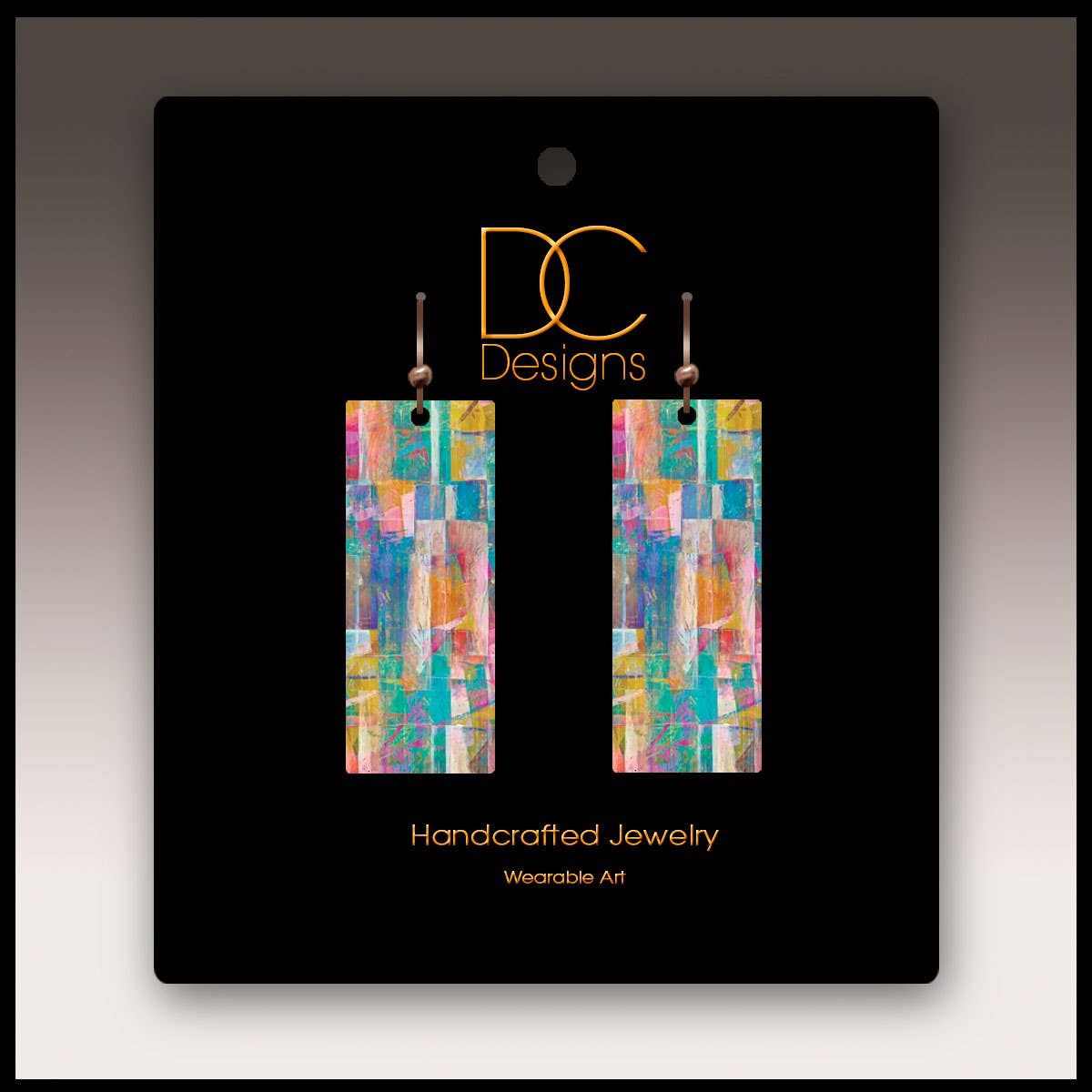 Illustrated Light & DC Designs - Wholesale Dangle Earrings - Mosaic Abstract Rectangle Handmade Earrings1