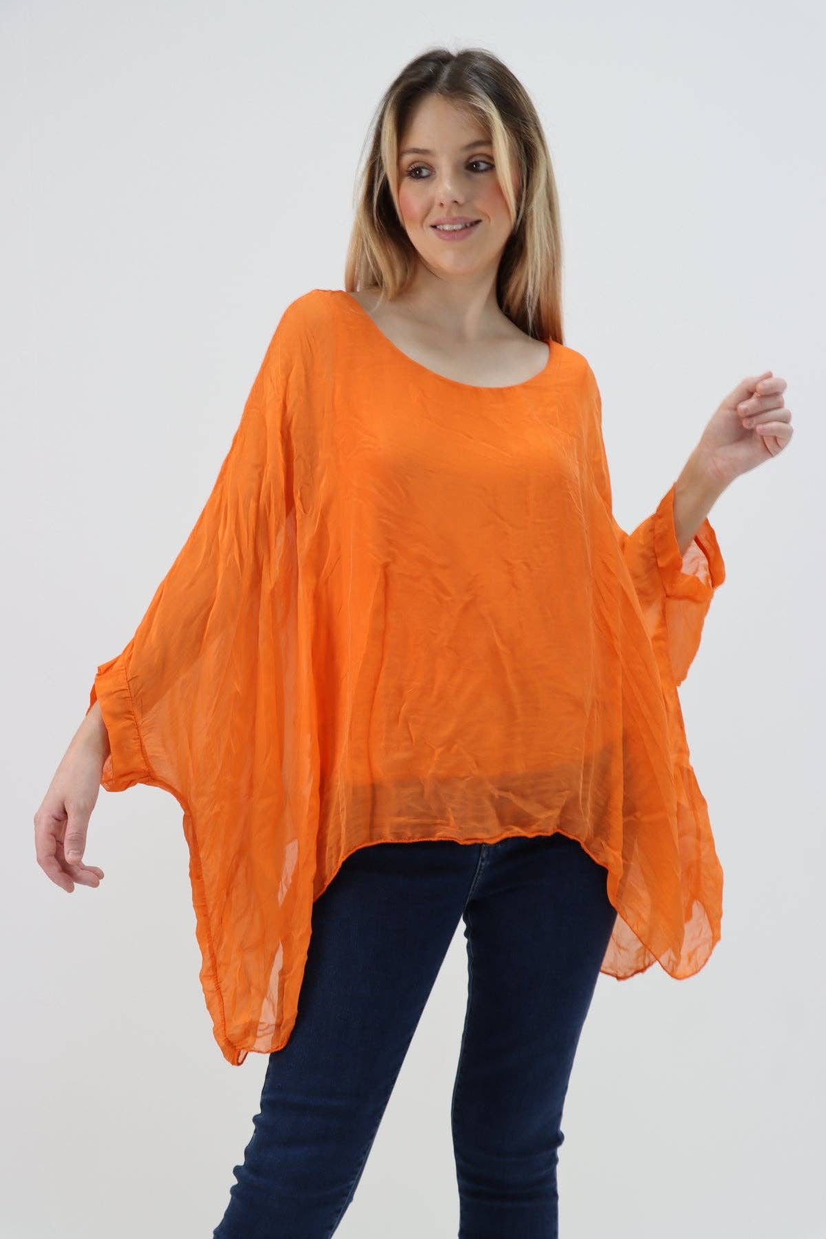 Miss Bold - Wholesale Tunic - Women's - Italian Plain Batwing Silk Tunic Top42
