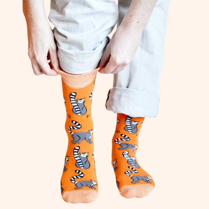 Bare Kind Socks - Vendita all'ingrosso Calzini - Unisex - Calzini Lemur | Calzini in bambù | Calzini arancioni | Calzini funky