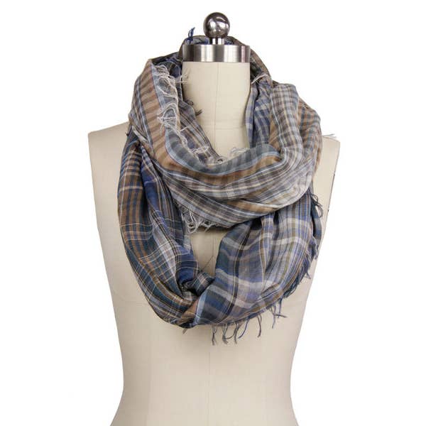 Multi Multi-Colored Cotton Plaid Infinity Women's Scarf for wholesale on Faire