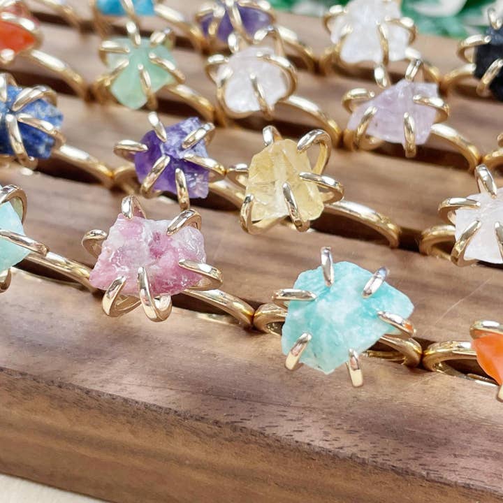 Ewelina Pas Jewelry - Wholesale Single Stone/Solitaire Ring - Gold Rough Nugget Prong Ring14