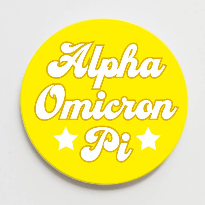 Alpha Omicron Pi Greek Game Day Stars Button for wholesale by Good Vibez Collegiate