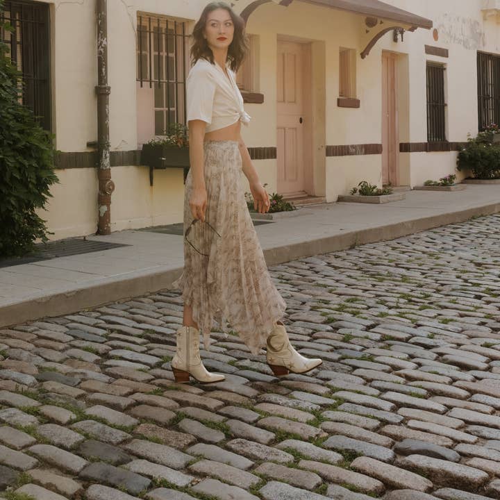 Moonlight Western Cowboy Women's Boots in ivory Leather for wholesale on Faire1