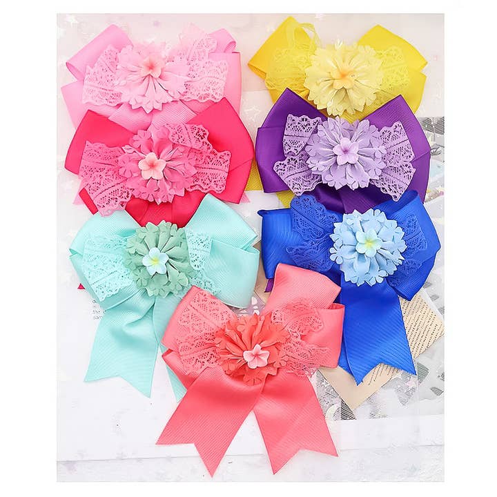 Lot de 12 pinces à cheveux avec nœud en ruban fleuri pour la vente par Diacly