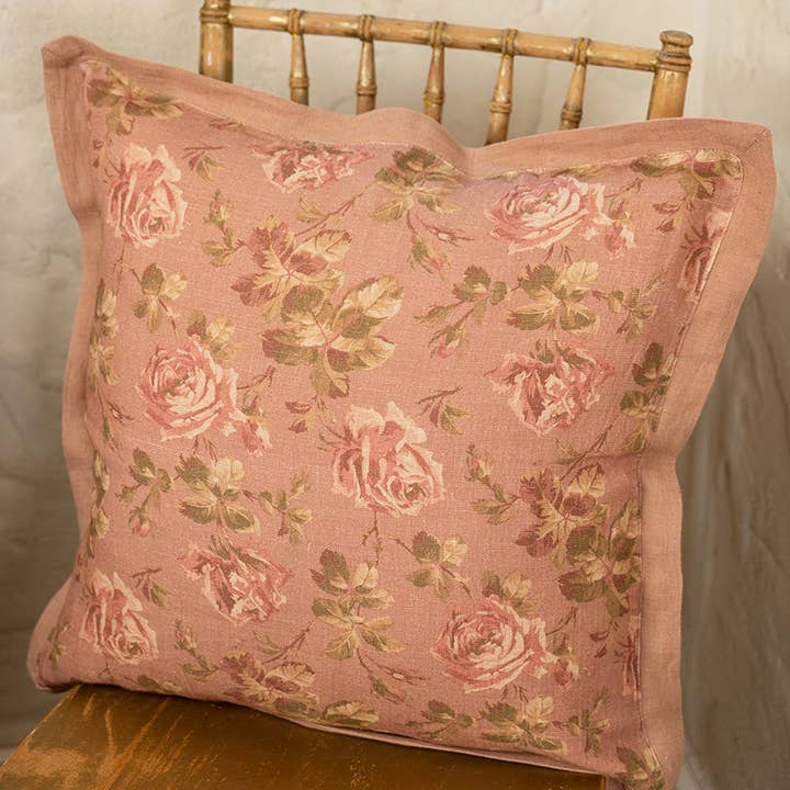 Vintage Rose Linen Cushion Cover - Rose for wholesale by April Cornell