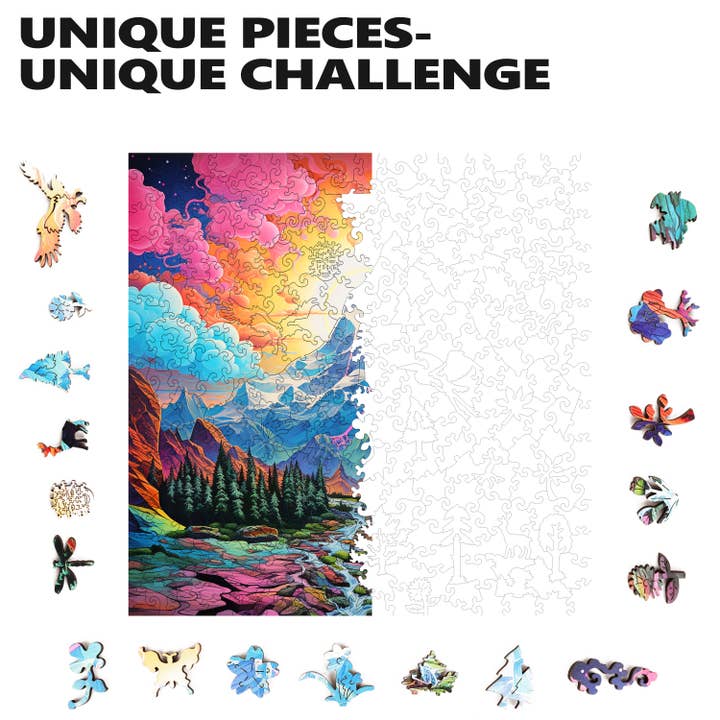 Trippy Puzzle Co – Puzzle - Adulto por atacado – Quebra-cabeça de madeira Rocky Ridges 300PC5