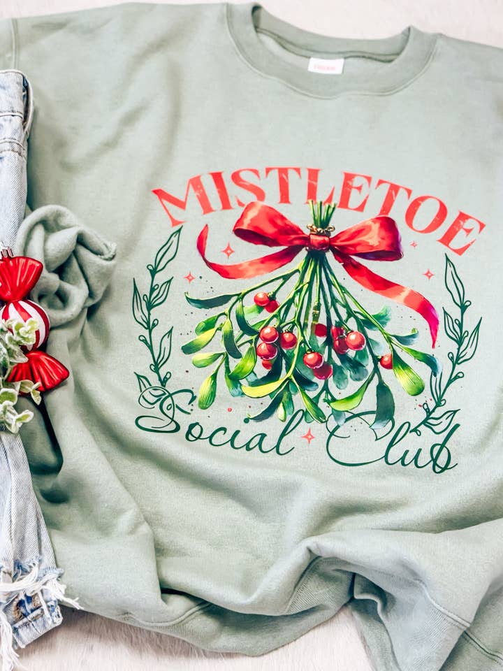 Hart and Hollow - Wholesale Graphic Sweatshirt - Women's - Mistletoe Social Club Sweatshirt1