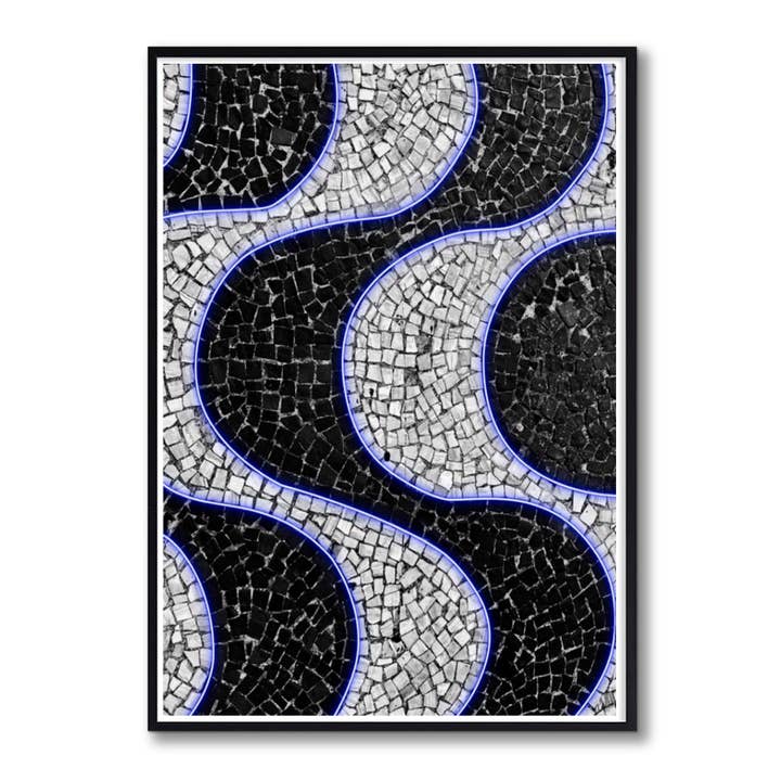 Cuadro portugués Black and White Calçada con neón a batería para venta al por mayor de Woooow Arte