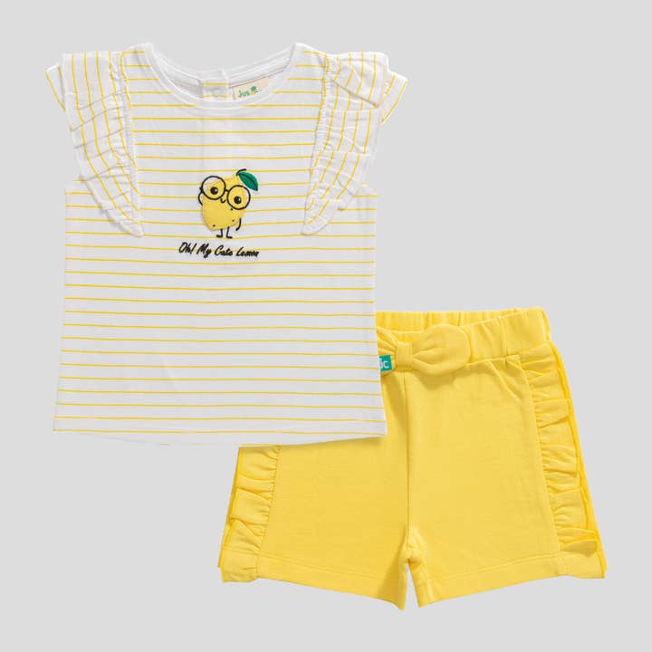 Lemony Ruffled Tee & Shorts Set for Toddlers for wholesale by Juscubs (KaiterFly)