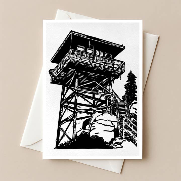 Odell Butte Lookout BW for wholesale by PrintsOnTheTrail