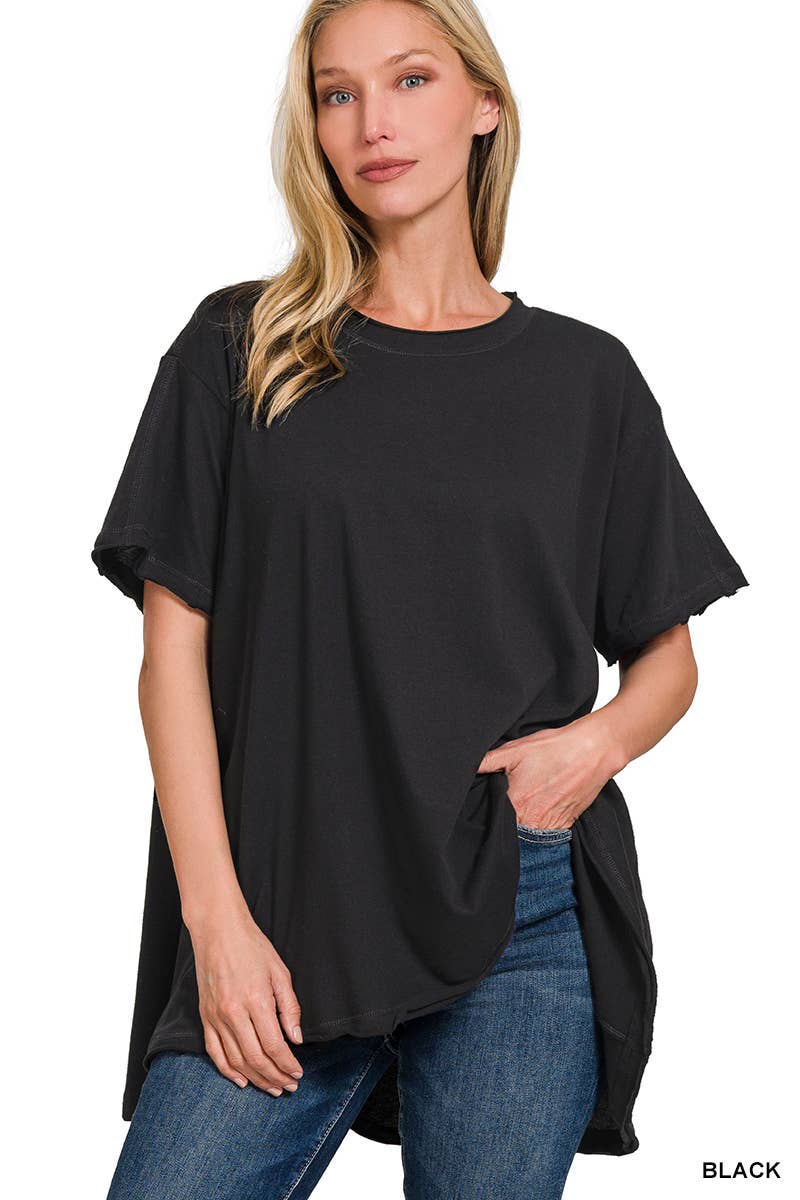 42POPS – wholesale Tunic – Women’s – ".._ Washed Cotton Drop Shoulder Oversized Top0