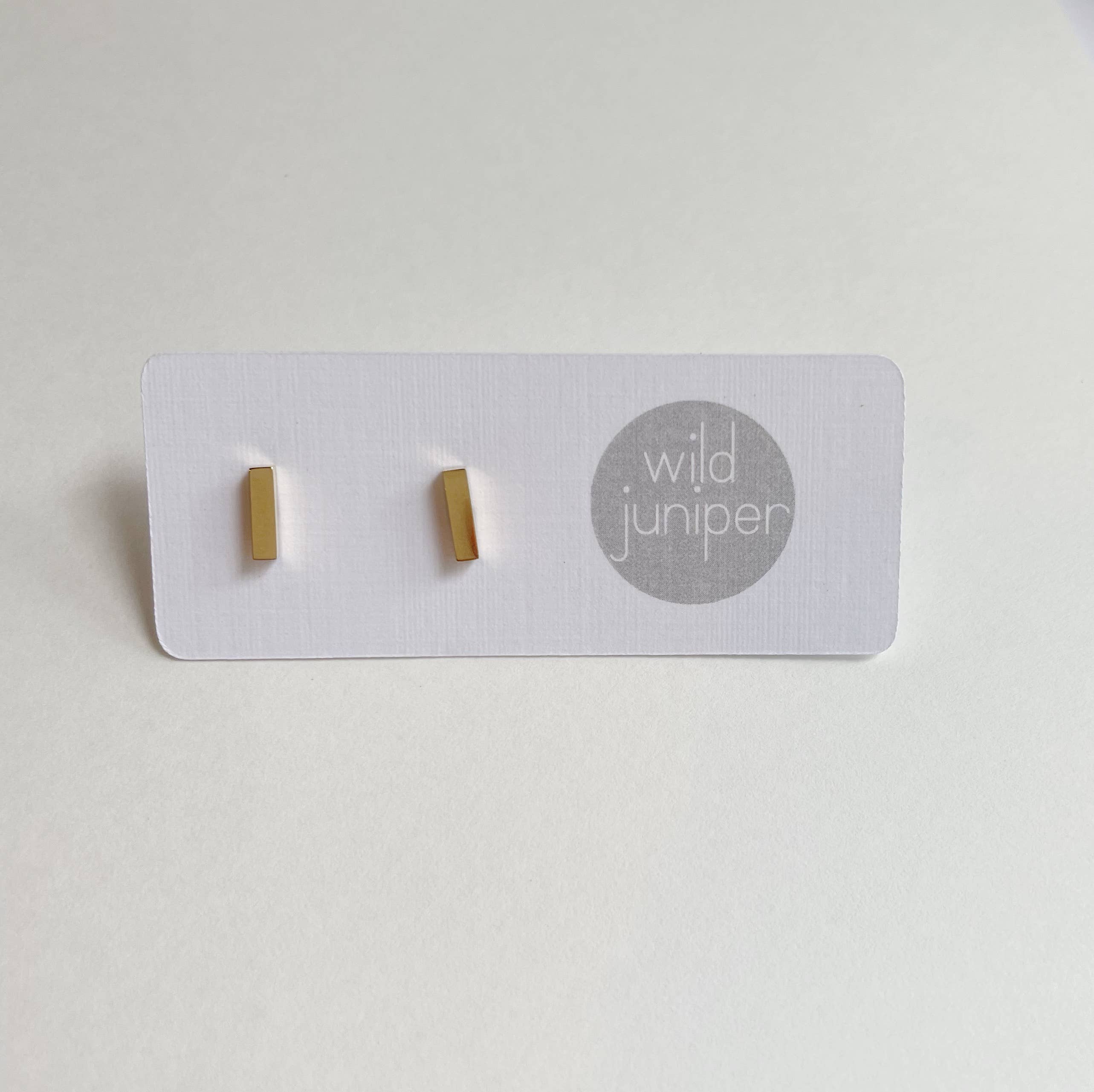 Wild Juniper - Venta al por mayor Pendientes de botón/aretes de poste - Pendientes dorados, hipoalergénicos, con forma de barra pequeña5