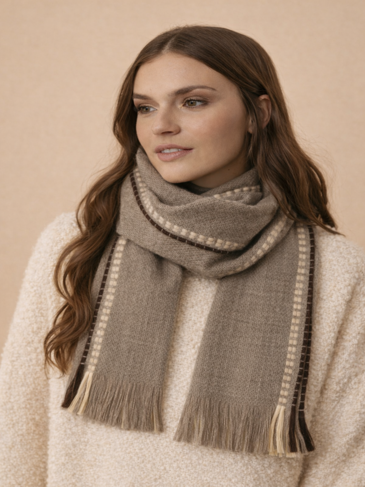 WUAMAN - Alpaca - Venta al por mayor Bufanda - Mujer - Bufanda ligera de Baby Alpaca para otoño1