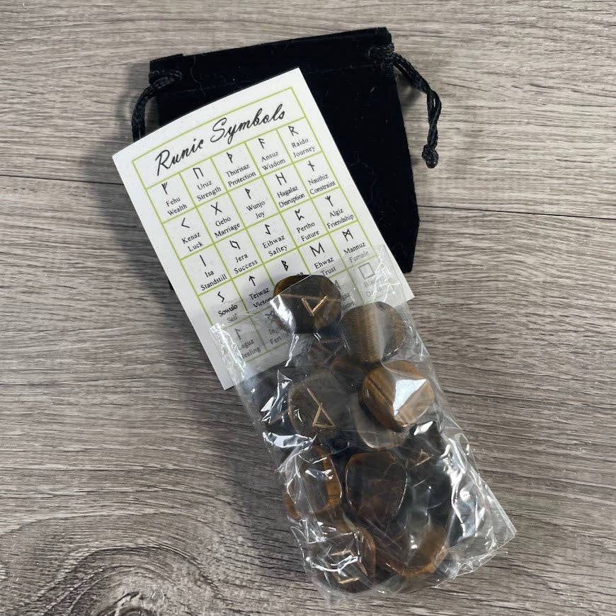 Keystone Crystals - Vente Pierre et cristal de spiritualité - Ensemble de Runes en Pierres Précieuses avec Sac de Rangement et Carte de Signification4