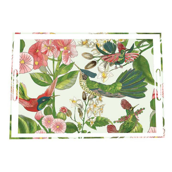 French Hummingbirds Acrylic Tray for wholesale by By Robin Raymond
