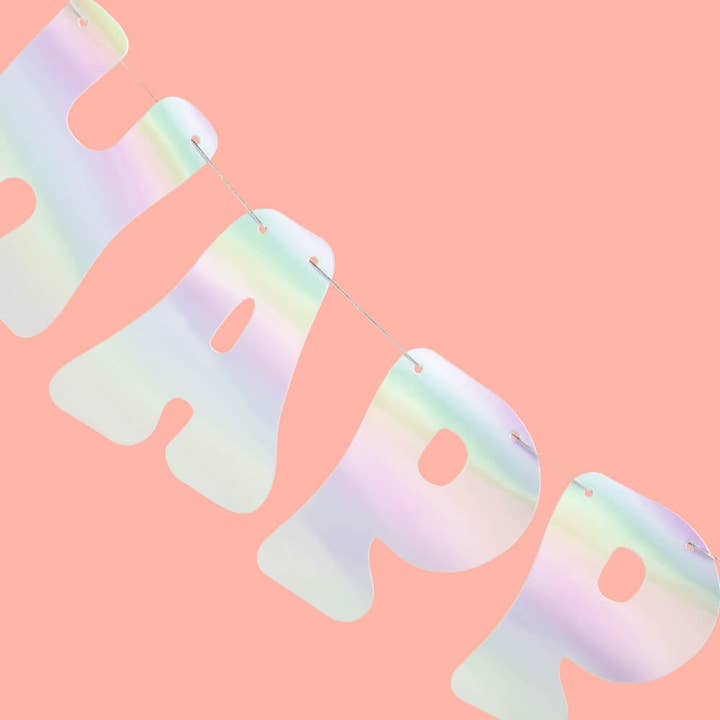 Petit Fetti - Wholesale Party Sign/Banner - Happy Birthday Iridescent Foil Banner, Party Supplies, Decor