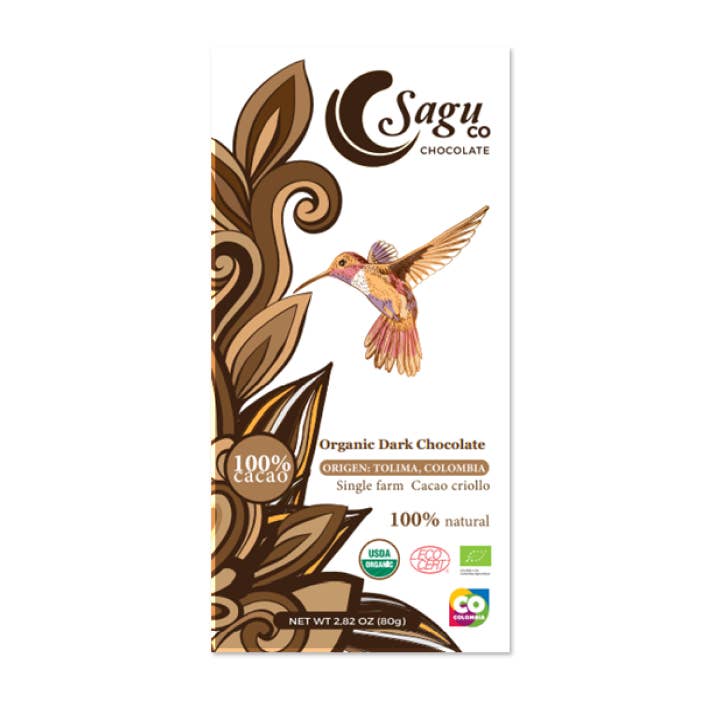 Organic Dark Chocolate Bar 100% Cacao 80g for wholesale by SAGU CO CHOCOLATE