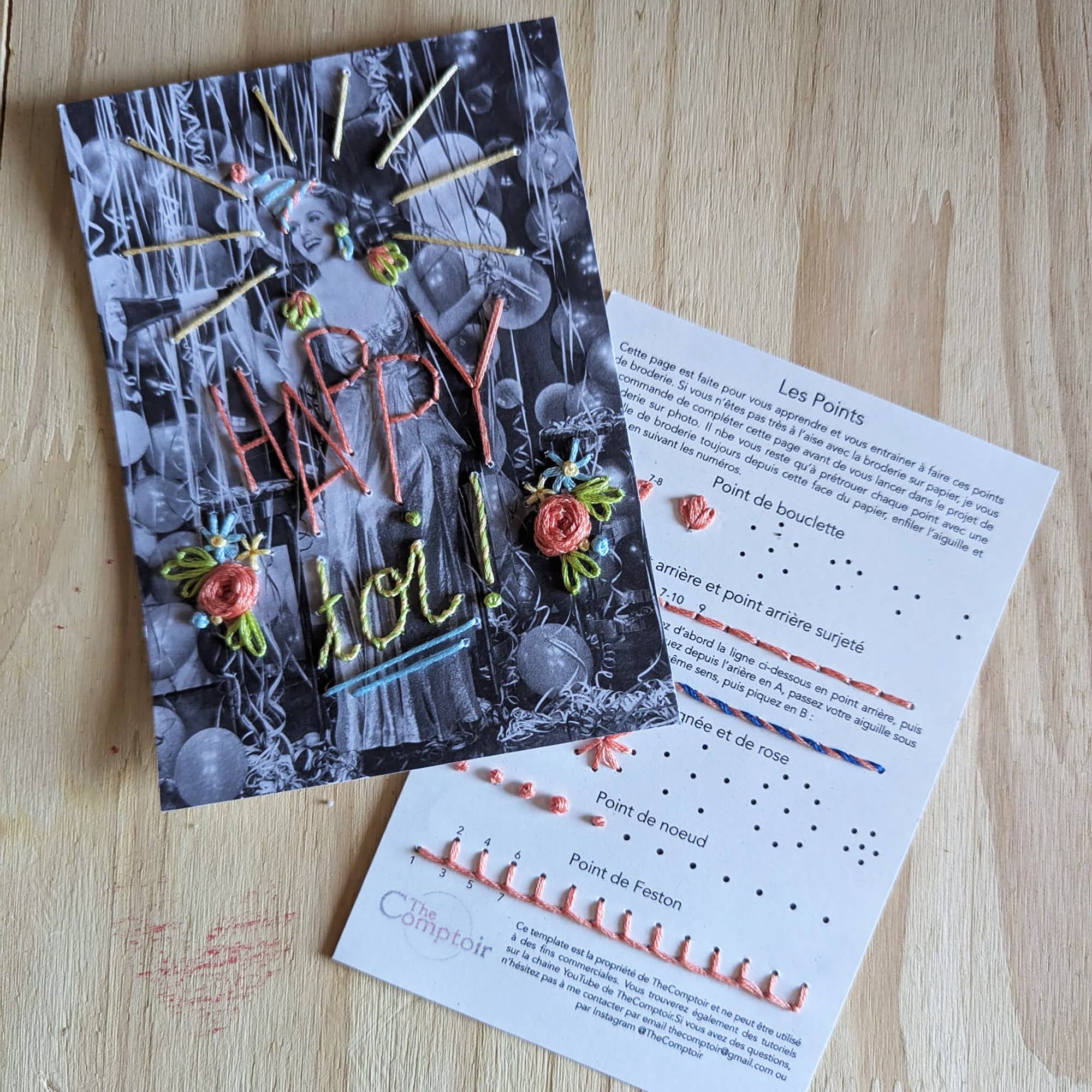 TheComptoir - Wholesale Embroidery/Cross Stitch Supplies - mini kit de broderie sur papier - Happy toi !2