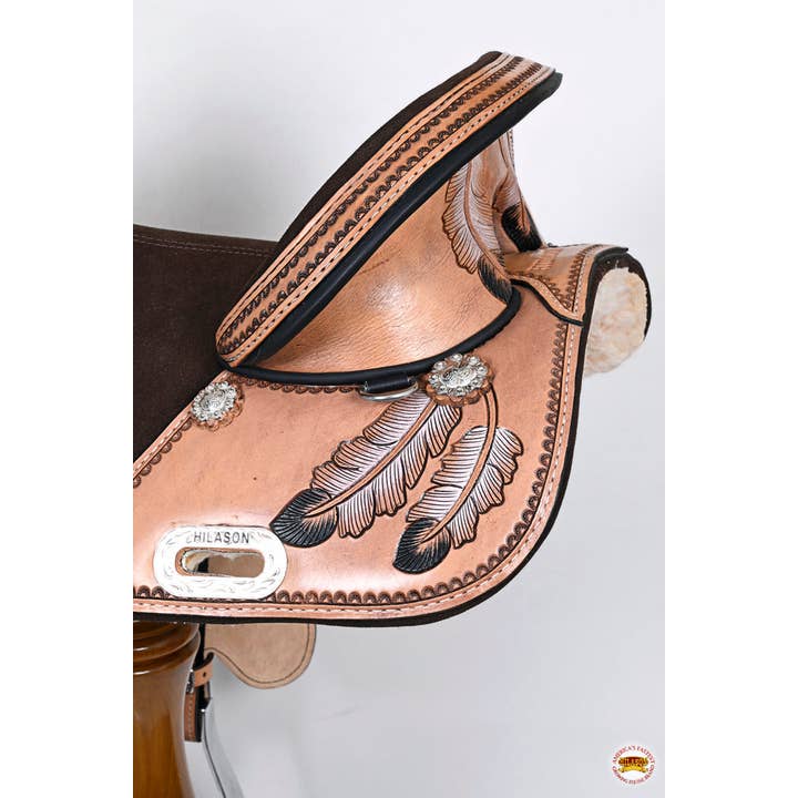 HILASON - Wholesale Horseback Riding Gear - 15 In Western Horse Treeless Trail Barrel Leather Saddle Tan