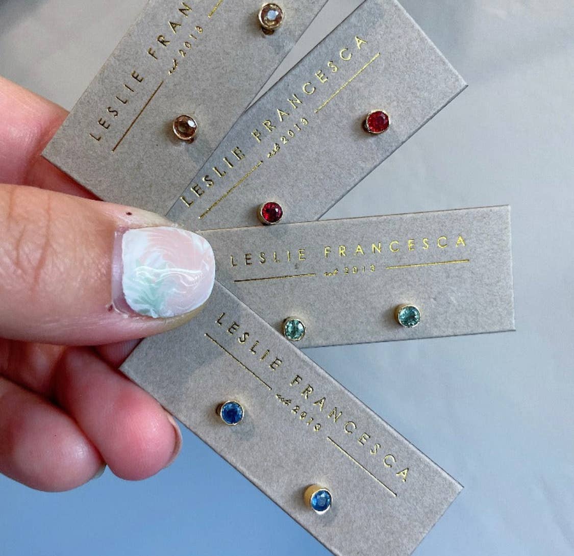 Leslie Francesca Designs - Wholesale Stud/Post Earrings - Bitsy Sapphire studs0