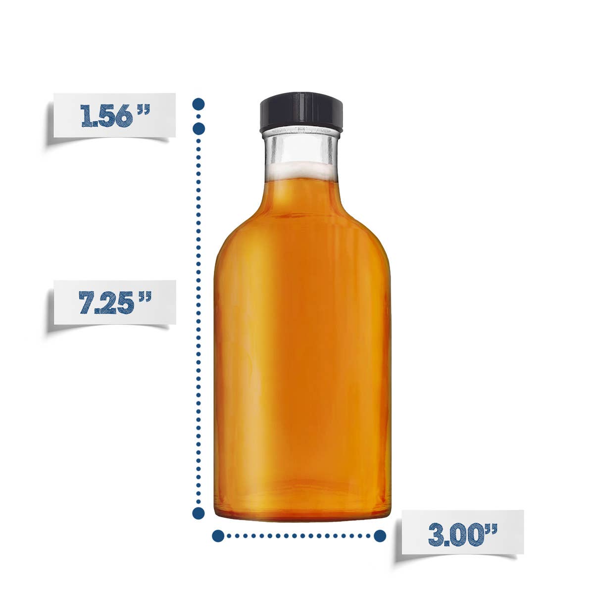 Fermentaholics - Wholesale Milk/Juice Bottle - Glass Stout Bottles, 16 fl oz with Lids - 8-pk5