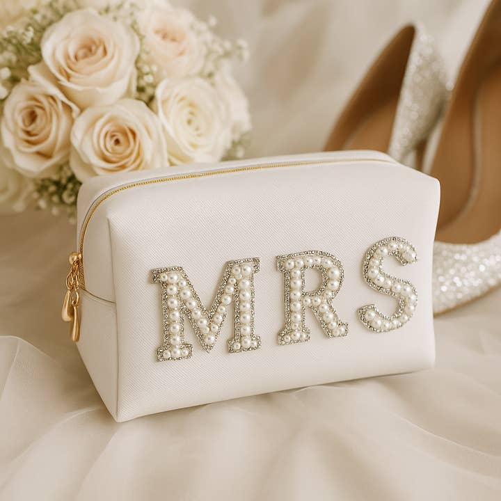 Giften Market - Wholesale Makeup/Cosmetic Bag - Mrs. Bridal Beauty Cosmetics Pouch - Makeup Bag for Brides