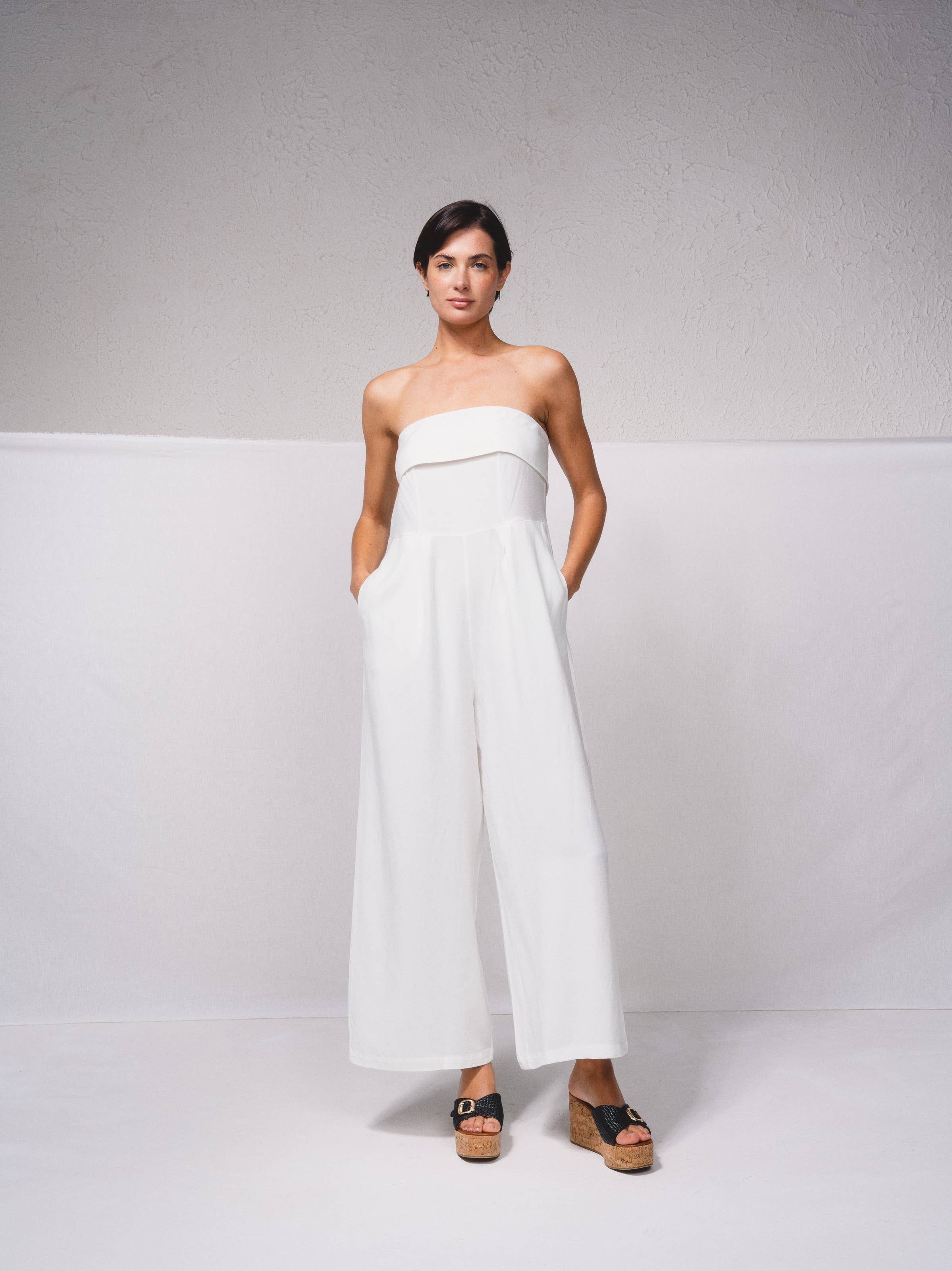SMF - Wholesale Jumpsuit - Women's - 249629 - Linen blend bandeau jumpsuit1