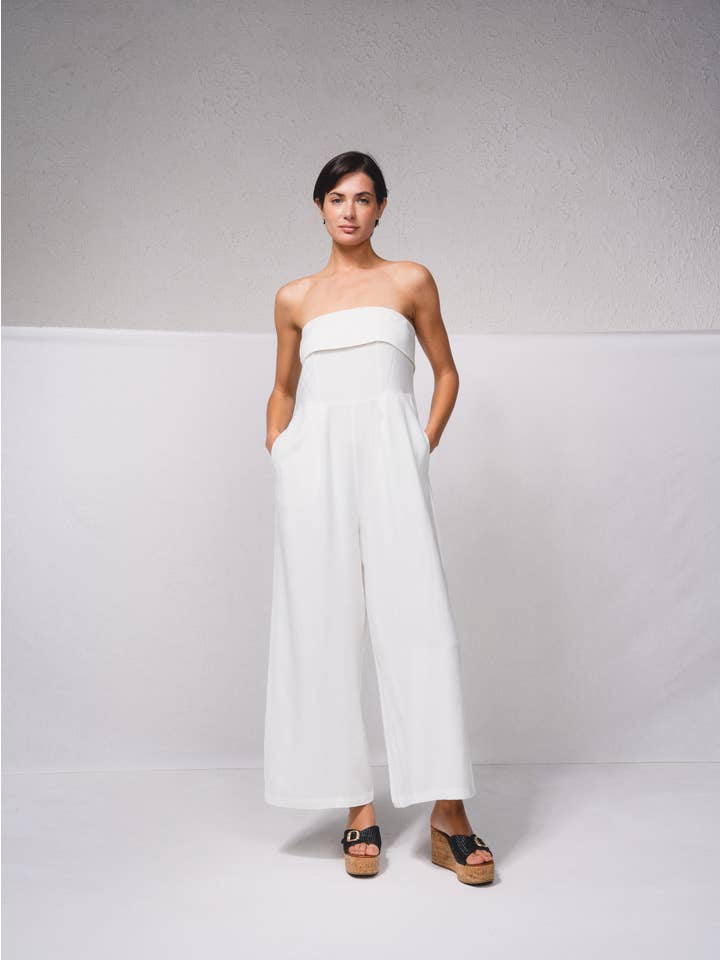 SMF - Wholesale Jumpsuit - Women's - 249629 - Linen blend bandeau jumpsuit1