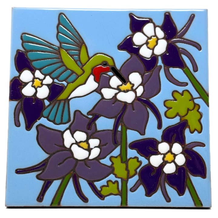 Hummingbird and Columbines Tile (6343A) for wholesale by Earthtones Tile