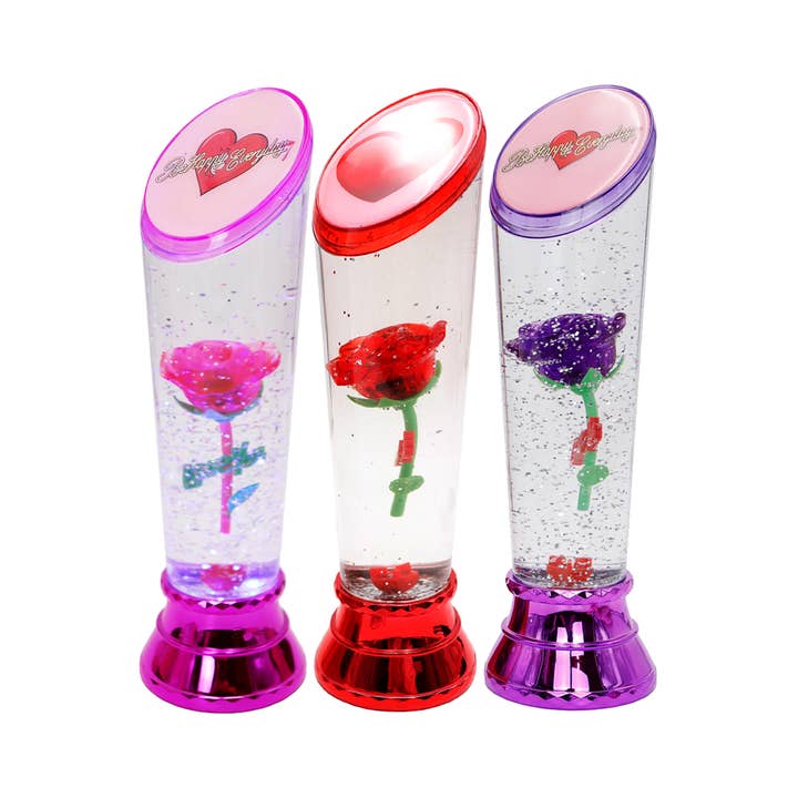 Cap Zone - Wholesale Decorative Tabletop Object - Rose Swirl Color-Changing Tabletop Light Stand