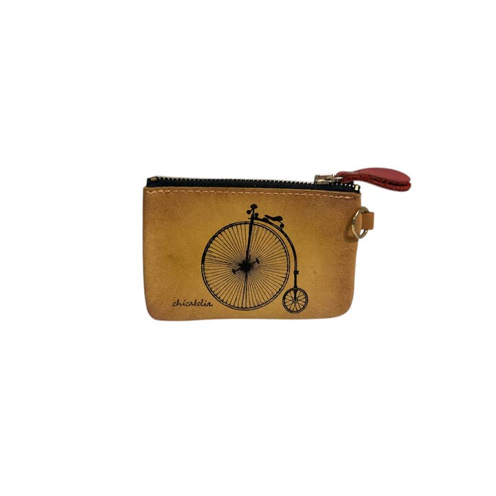 Hand Painted Handmade Genuine Leather Wallet Bicycle for wholesale by CRETE TRADING INC