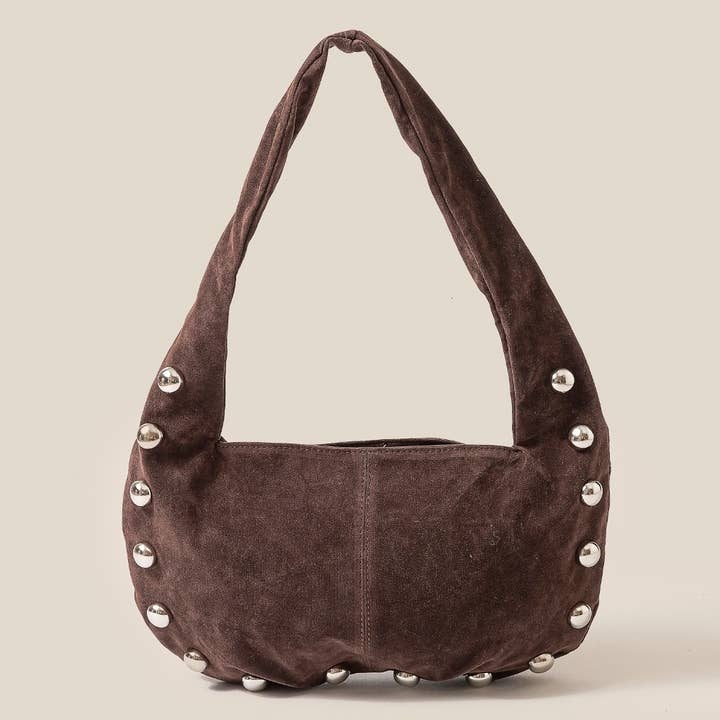 Anarchy Street - Wholesale Shoulder Bag - Women's - Metallic Sphere Studded Soft Hobo Shoulder Bag7