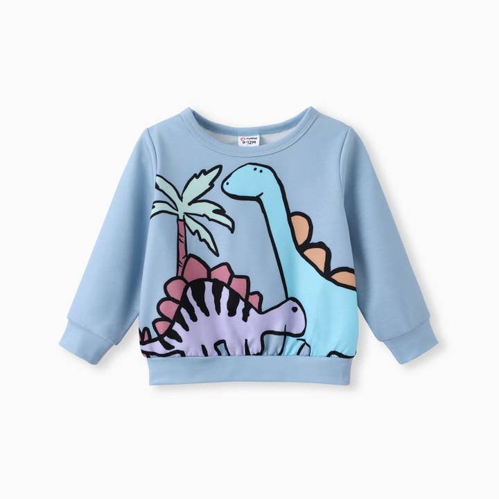 PatPat - Wholesale Top & Pant Set - Baby - Baby Boy 2pcs Dinosaur/ Vehicle Print Sweatshirt & Pants Set