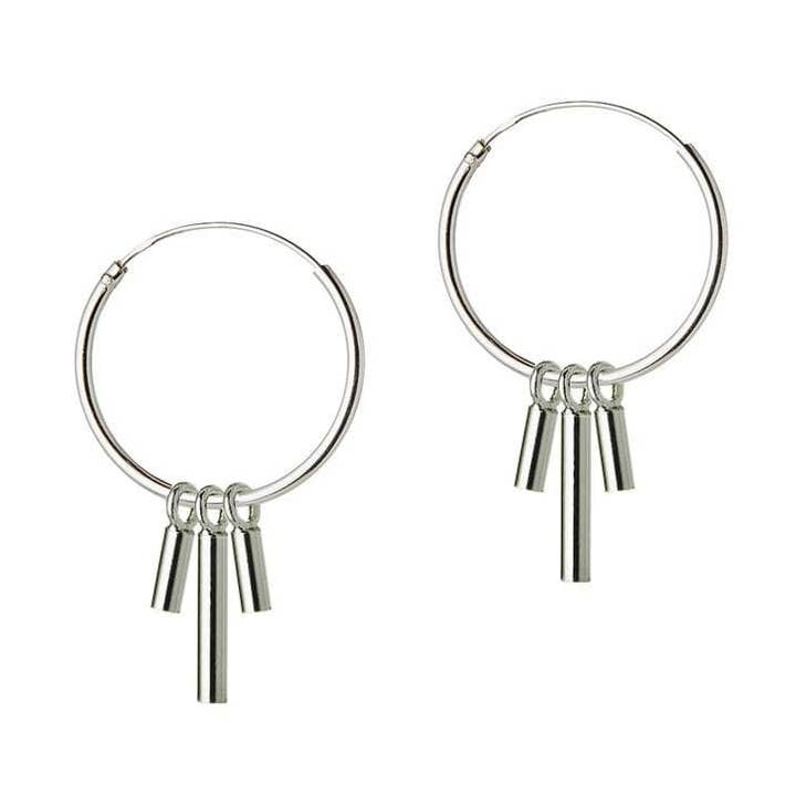 Silver Hoop Earrings with 3 Rods 18 MM for wholesale by Juulry