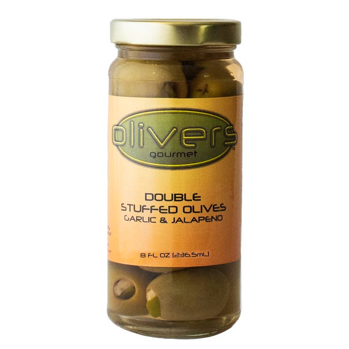 Garlic /Jalapeno Stuffed Olives for wholesale by Olivers Gourmet Company