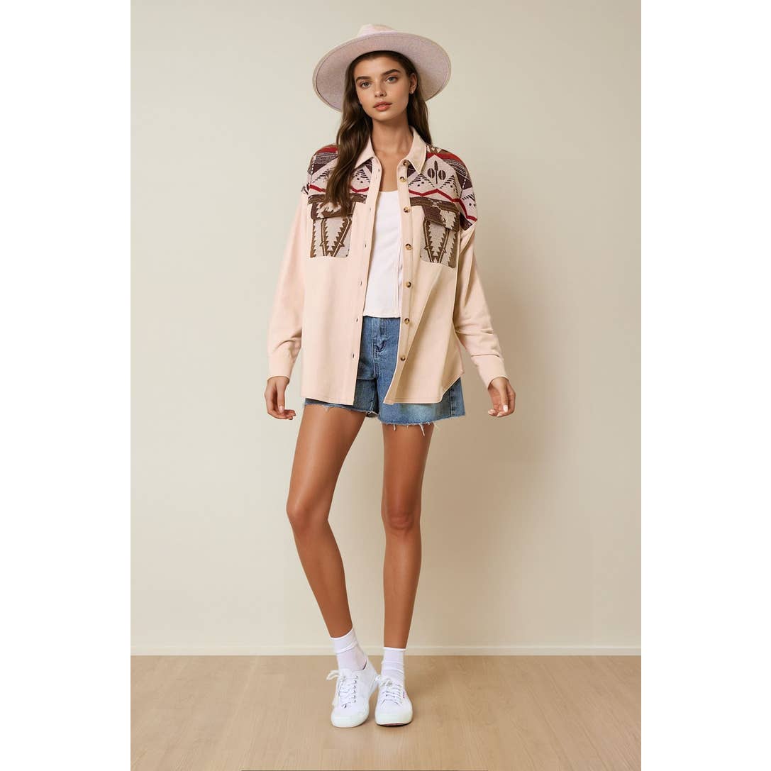 Stone Aztec Shirt Jacket - 10333J for wholesale on Faire3