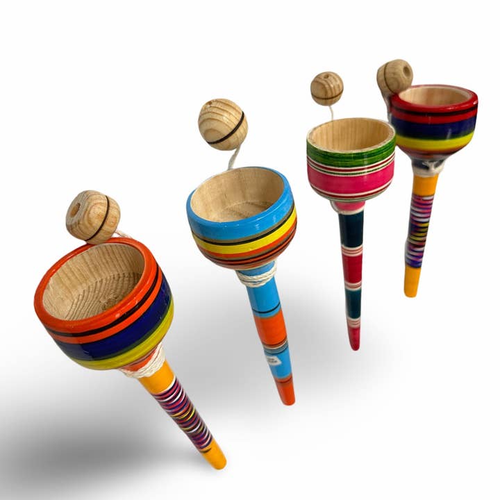 Sanyork Fair Trade - Wholesale Hersenkraker - Kinderen - Mexicaans houten speelgoed Balero Cup 3,5" traditioneel leuk spel