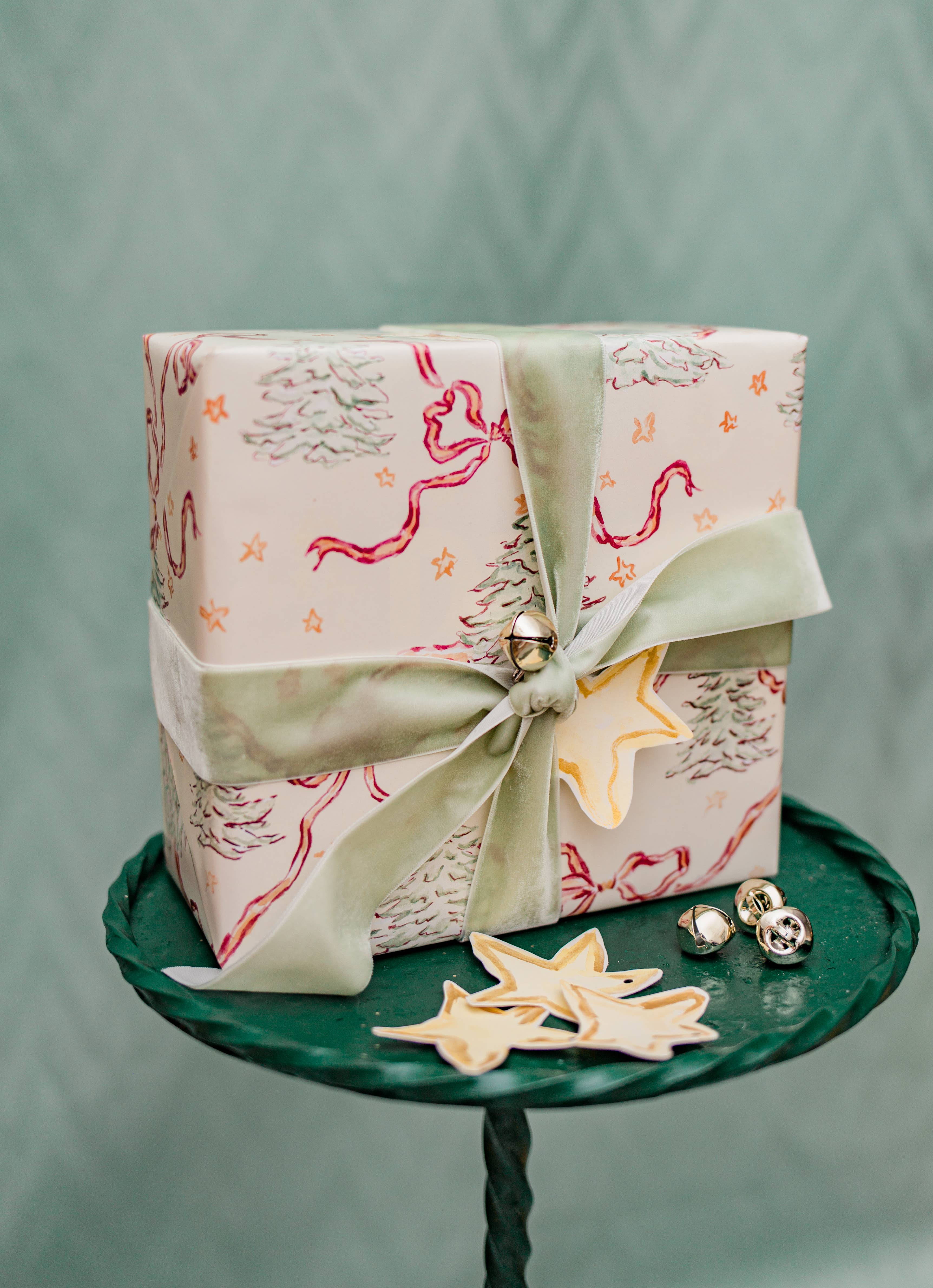 The Illustrated Life - Wholesale Flat Wrap - Trees and Bows Gift Wrap2