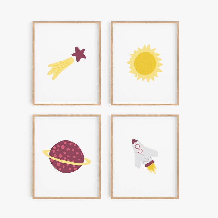 Udforsk Universet Kunsttryk - Crimson (Sæt af 4) for engroshandel hos Flip The Script Studios