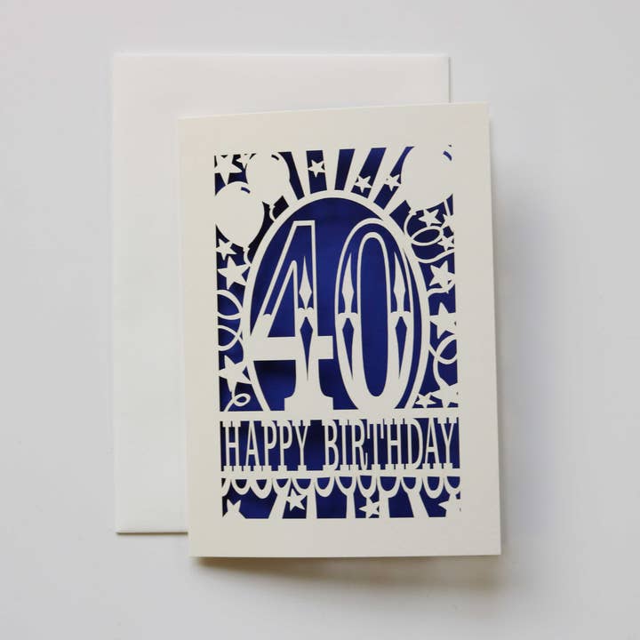 Carte découpée au laser A6 Big Birthday 40 ans pour la vente par pogofandango