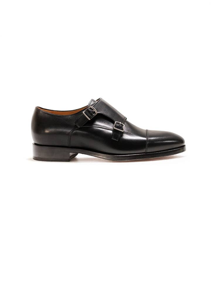 ELLIOT BLACK LEATHER MONK STRAP for wholesale by Goodwin Smith Luxury Footwear - Made in Portugal