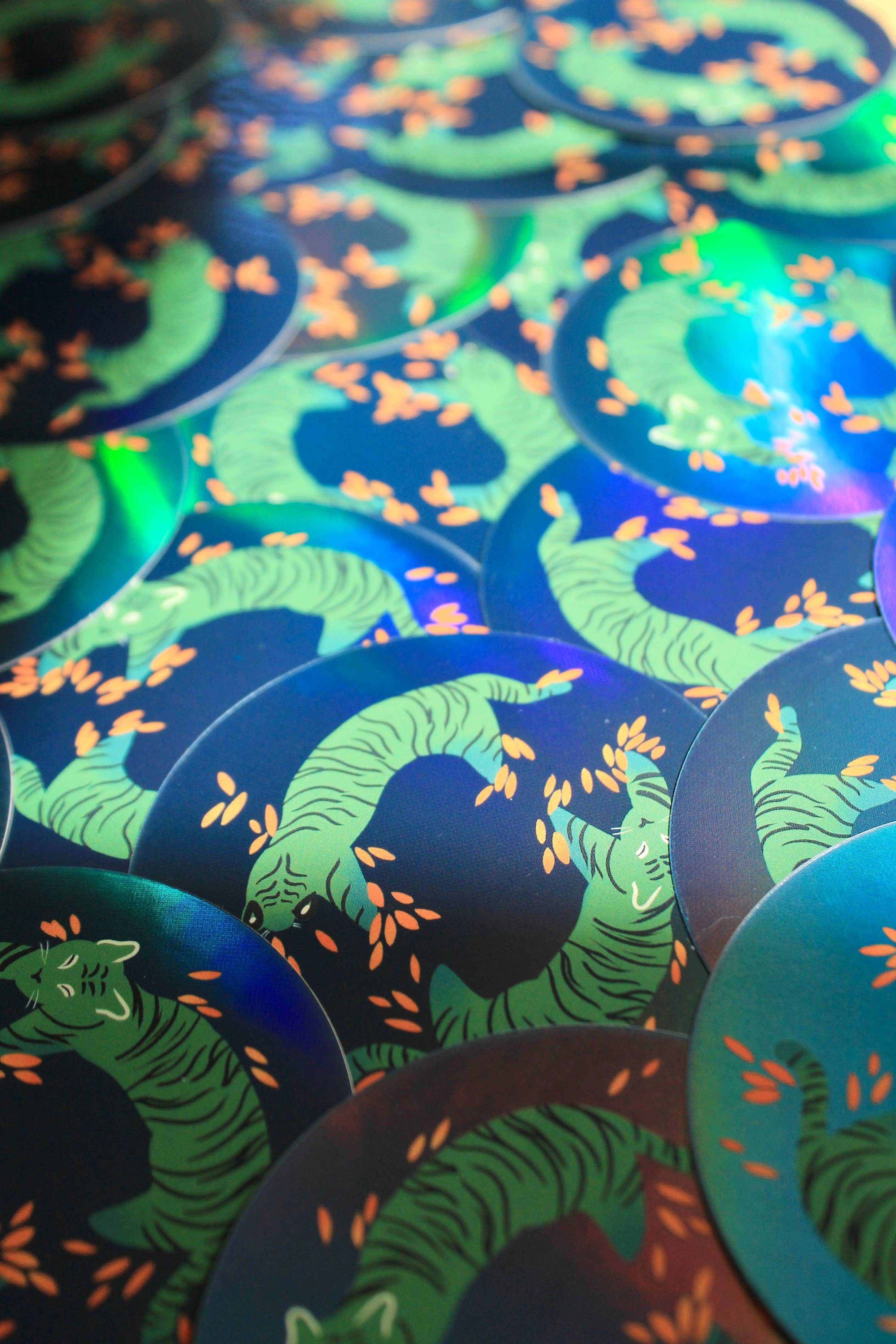 Claspy Creates - Wholesale Sticker - Holographic Tiger 3" Vinyl Sticker2