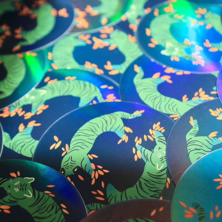 Claspy Creates - Wholesale Sticker - Holographic Tiger 3" Vinyl Sticker2