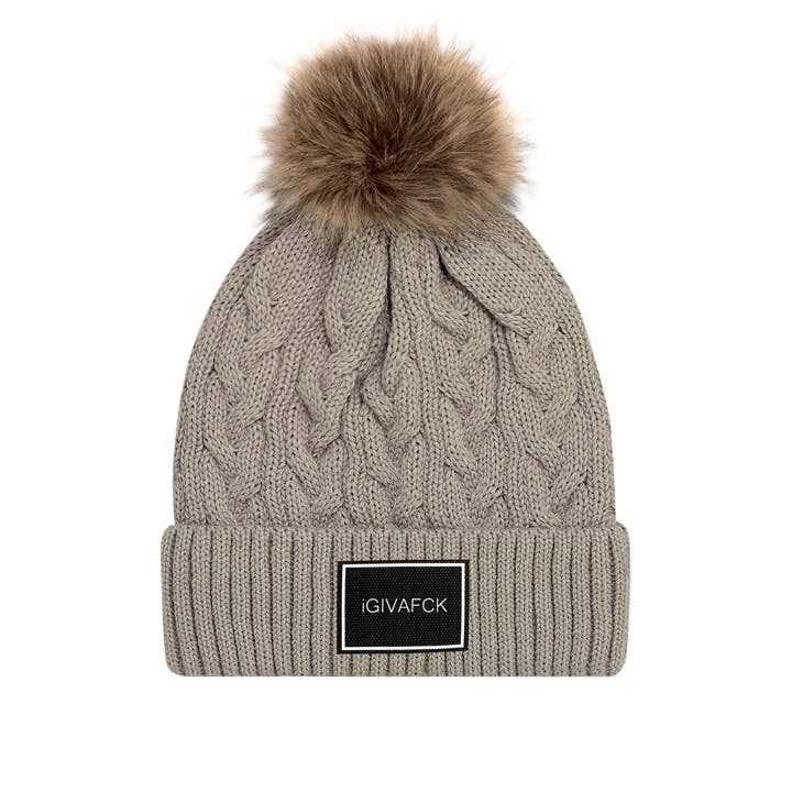 IgivaFck Fluffy Pom Pom Toque. Beige für den Großhandel von Tenfed